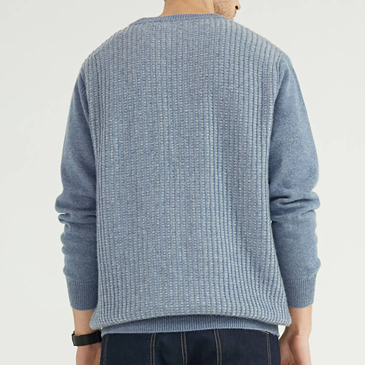 Pull ras du cou tricoté à carreaux en mélange de laine de cachemire pour hommes personnalisés