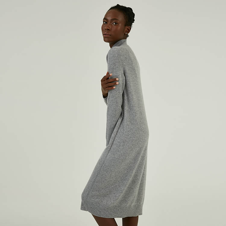 Robe pull mi-longue en laine à col roulé pour femmes sur mesure