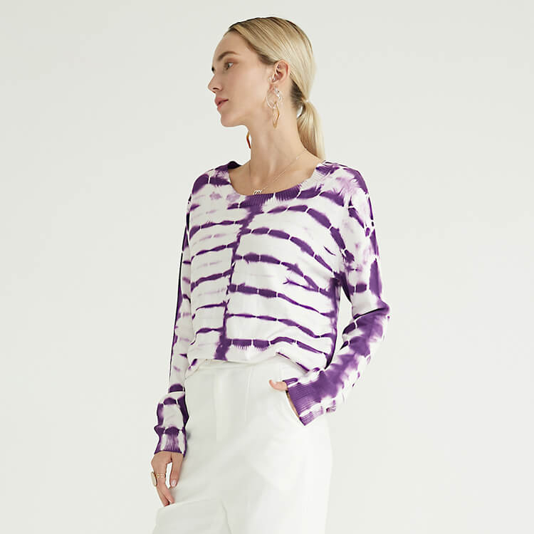 Nouveau style de haute qualité mode simple blanc violet femmes pulls pour femmes