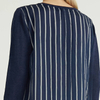 Pull en tricot bleu à col rond et à rayures en tulle pour femmes