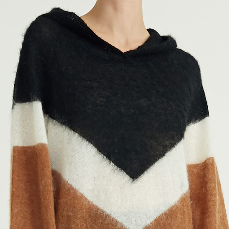 Pull en laine d'hiver en tricot classique à capuche pour femme