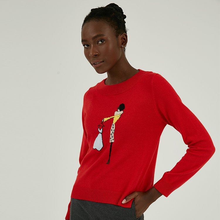 Pull en jacquard animal en tricot pour femme personnalisé