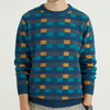 Chandail en tricot à carreaux intarsia long 100 % cachemire pour hommes de luxe personnalisé