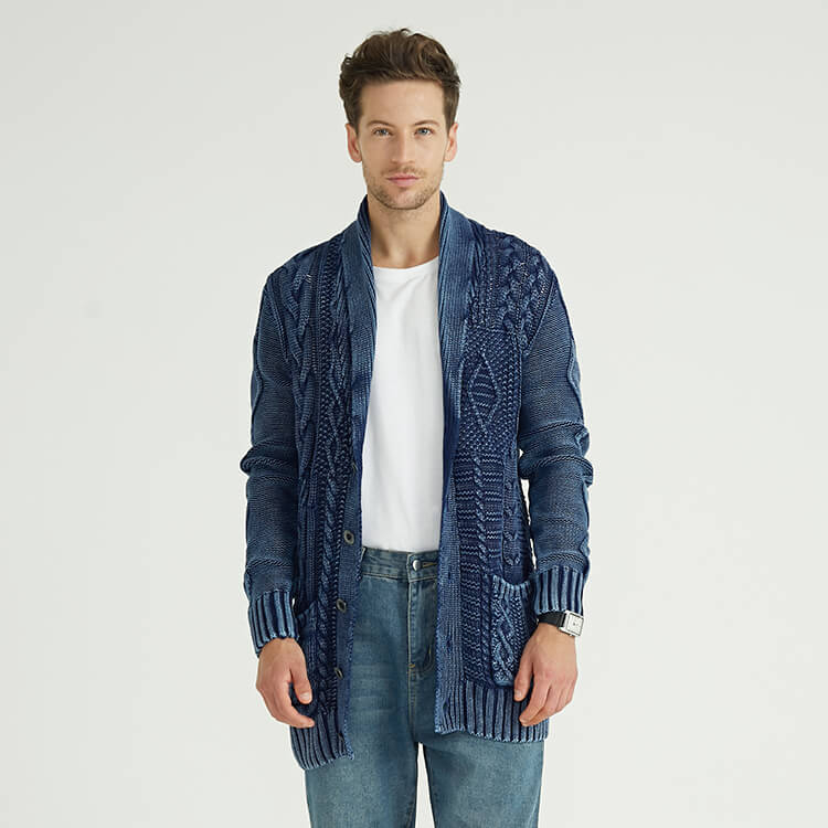 Design de style vintage classique avec pull cardigan torsadé pour homme