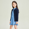 Cardigan bleu tricoté à boutons solides pour filles