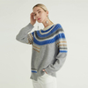 Pull col rond à manches longues en cachemire de style islandais pour femmes