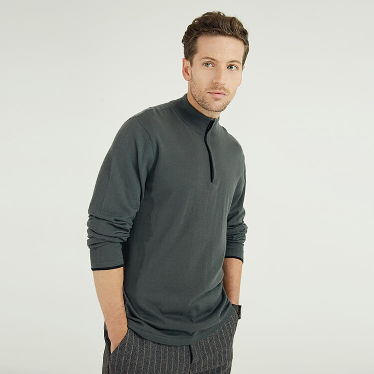 Pull classique en maille à 1/4 zip pour homme