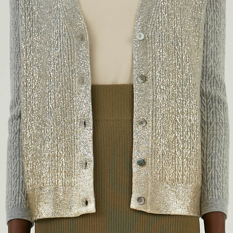 Cardigan en tricot torsadé boutonné imprimé à chaud 100 % laine mérinos personnalisé