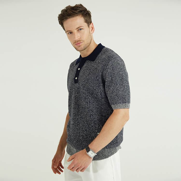 Polos en tricot côtelé en mélange de laine de yak haut de gamme personnalisés Chemises de golf