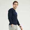 Pulls tricotés à col rond en intarsia bleu marine pour hommes sur mesure