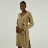 Automne hiver personnalisé 100 % laine mérinos Midi Wrap robe pull en tricot avec ceinture