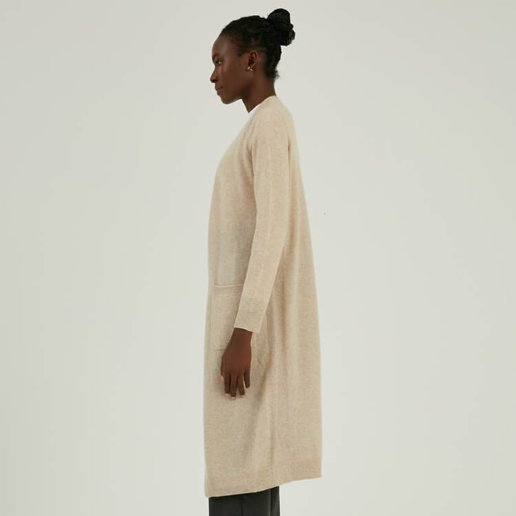 Haut de gamme personnalisé 100% Cachemire Automne Hiver Long Cardigan à tricoter