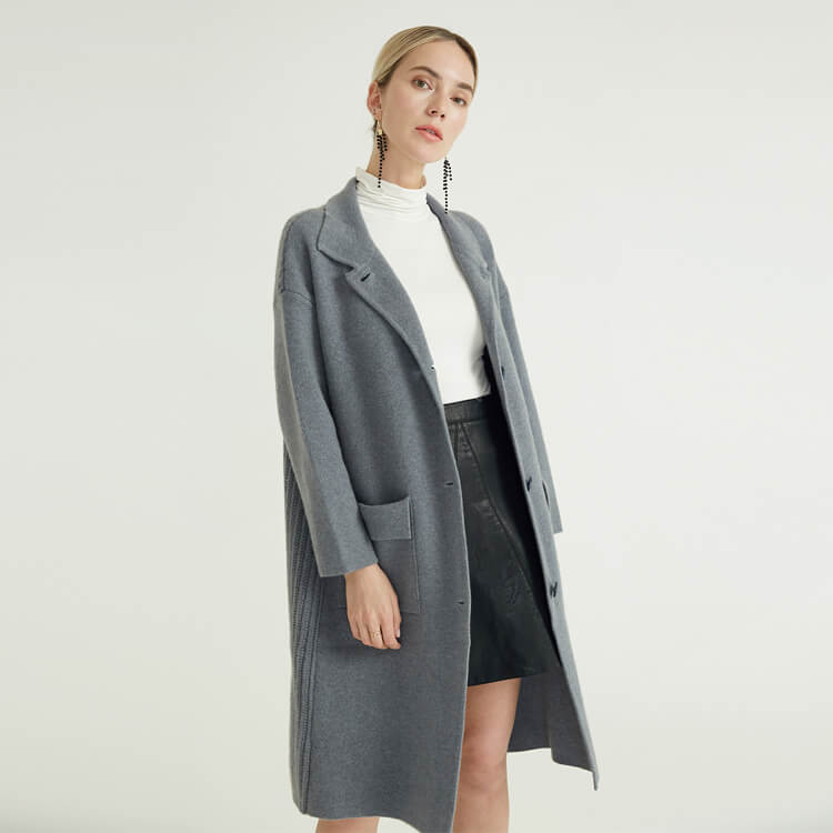 Trench-coat tricoté gris pour femmes de style nouveau et simple de qualité supérieure pour femmes