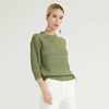  Dernier col rond col rond manches longues vert câble pull pull tricoté femmes chandails