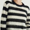 Pull en mohair rayé personnalisé à manches longues et col rond pour femmes 