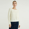 Solide col rond mode lâche pulls décontractés Mohair Crochet pull femmes